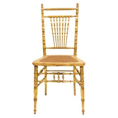 Mid-20th Century French Giltwood Side Chairs with Cane Seats