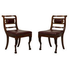 Set of Four 19th Century French Empire Mahogany Side Chairs