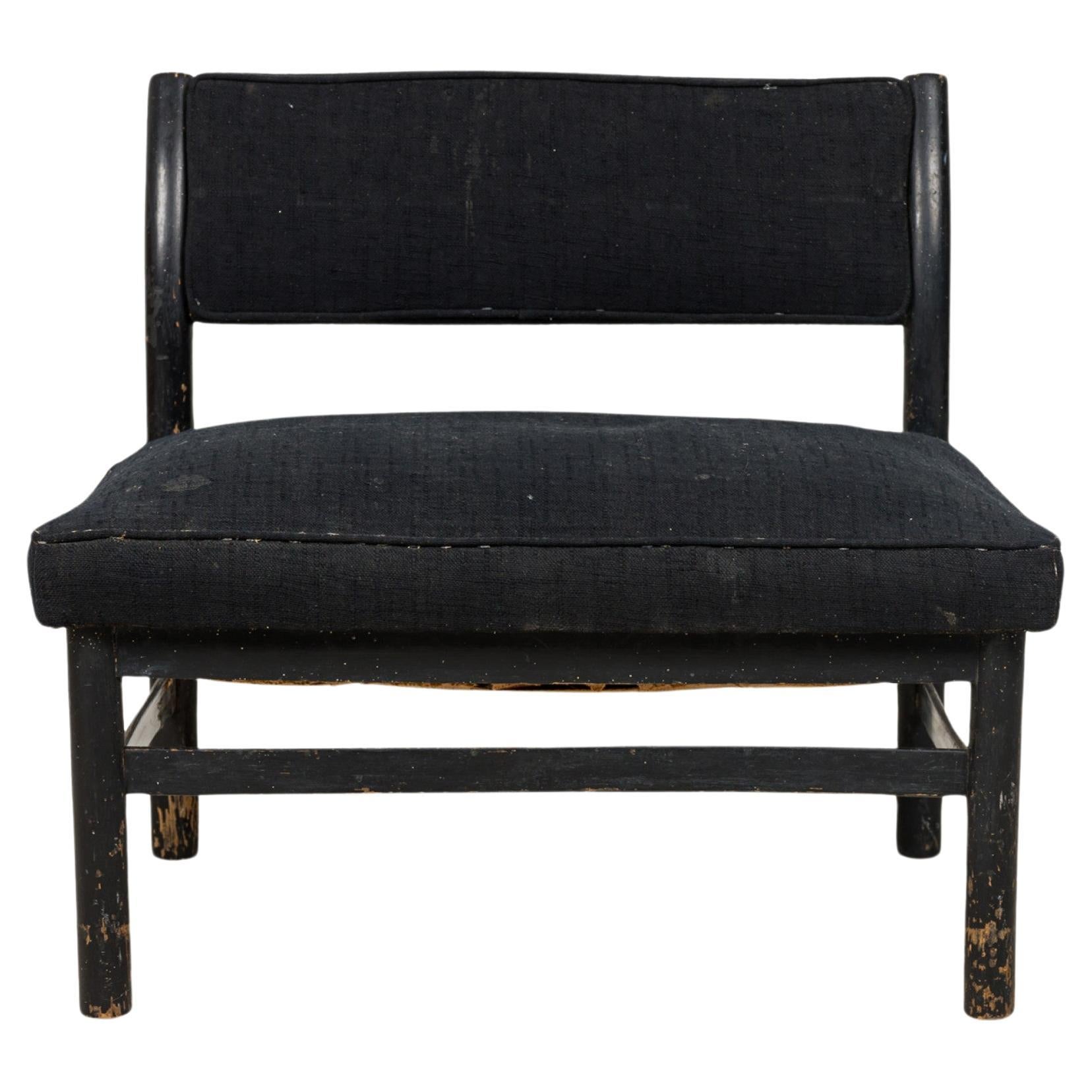 Pair of Harvey Probber Extra Wide Black Upholstered Slipper Chairs