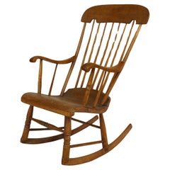 American Country Pine Rocking Chair, Hand-Crafted, Circa 1890, USA