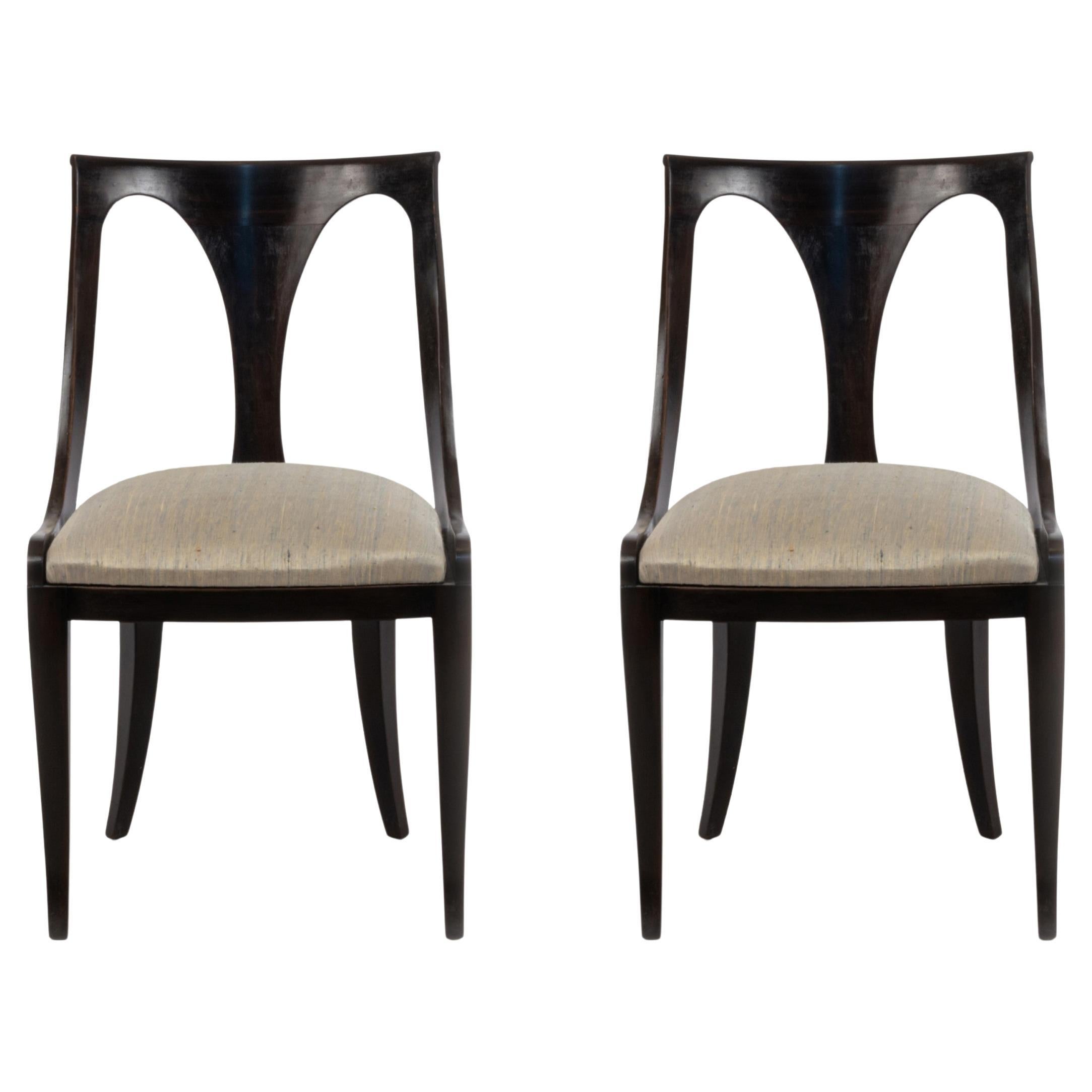 Set of 4 Contemporary Empire-Style Black Lacquer Dining Chairs