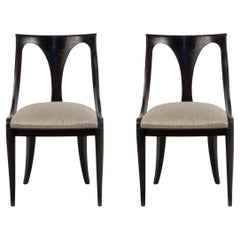 Set of 4 Contemporary Empire-Style Black Lacquer Dining Chairs