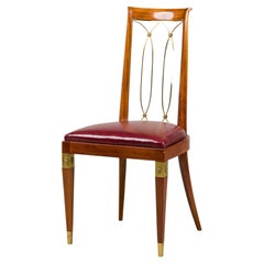 French Art-Deco Mahogany Brass Open Back Side Chair