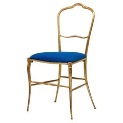 Juego de 6 sillas de comedor italianas Palladio con estructura de madera, plata y pan de oro
