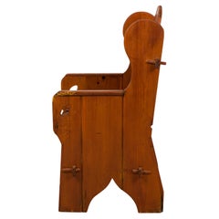 Rustic Adirondack Wing Armchair, Stained Pine, Mid-20th Century Design
