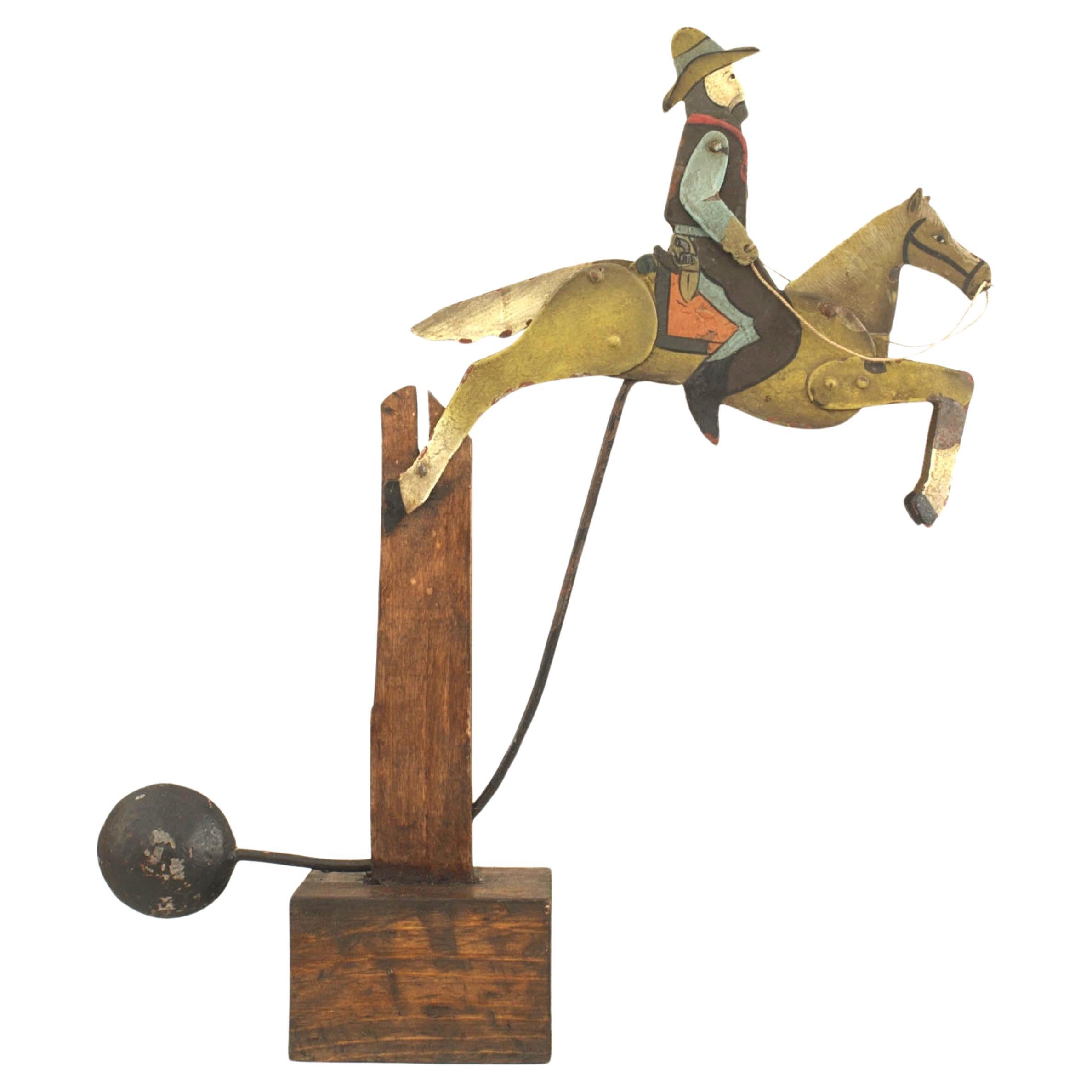 American Folk Art Mechanical Cowboy Decoration