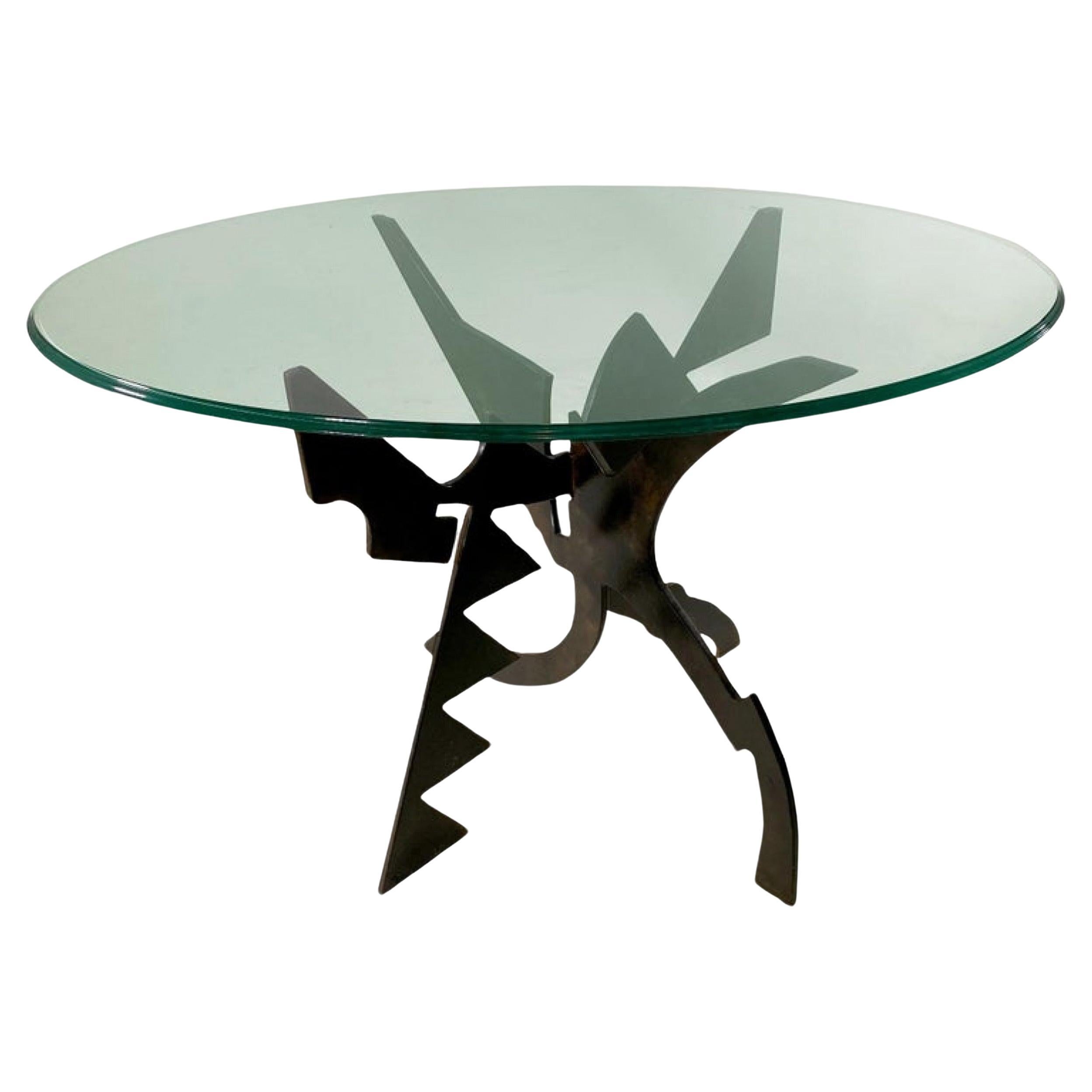 Table basse moderne italienne en bronze patiné et verre, Pucci de Rossi