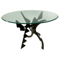 Table basse moderne italienne en bronze patiné et verre, Pucci de Rossi