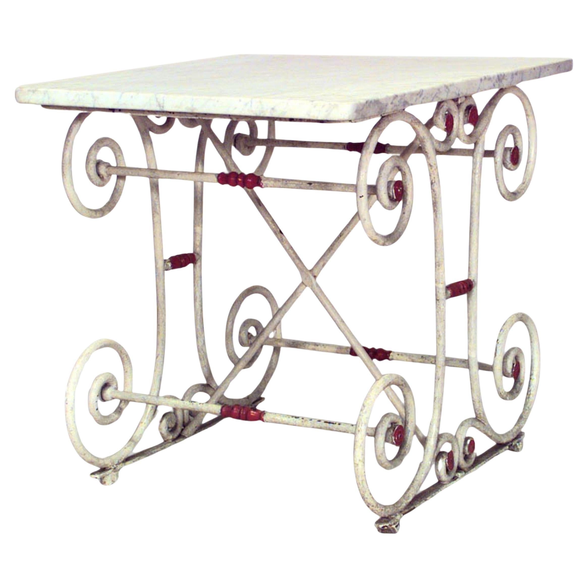 Antique French Metzgertisch mit Marmorplatte, CIRCA 1890 im Angebot