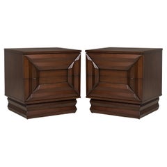 James Mont Pair of Mid-Century Bedside Tables, Rectangular, 1950s-70s