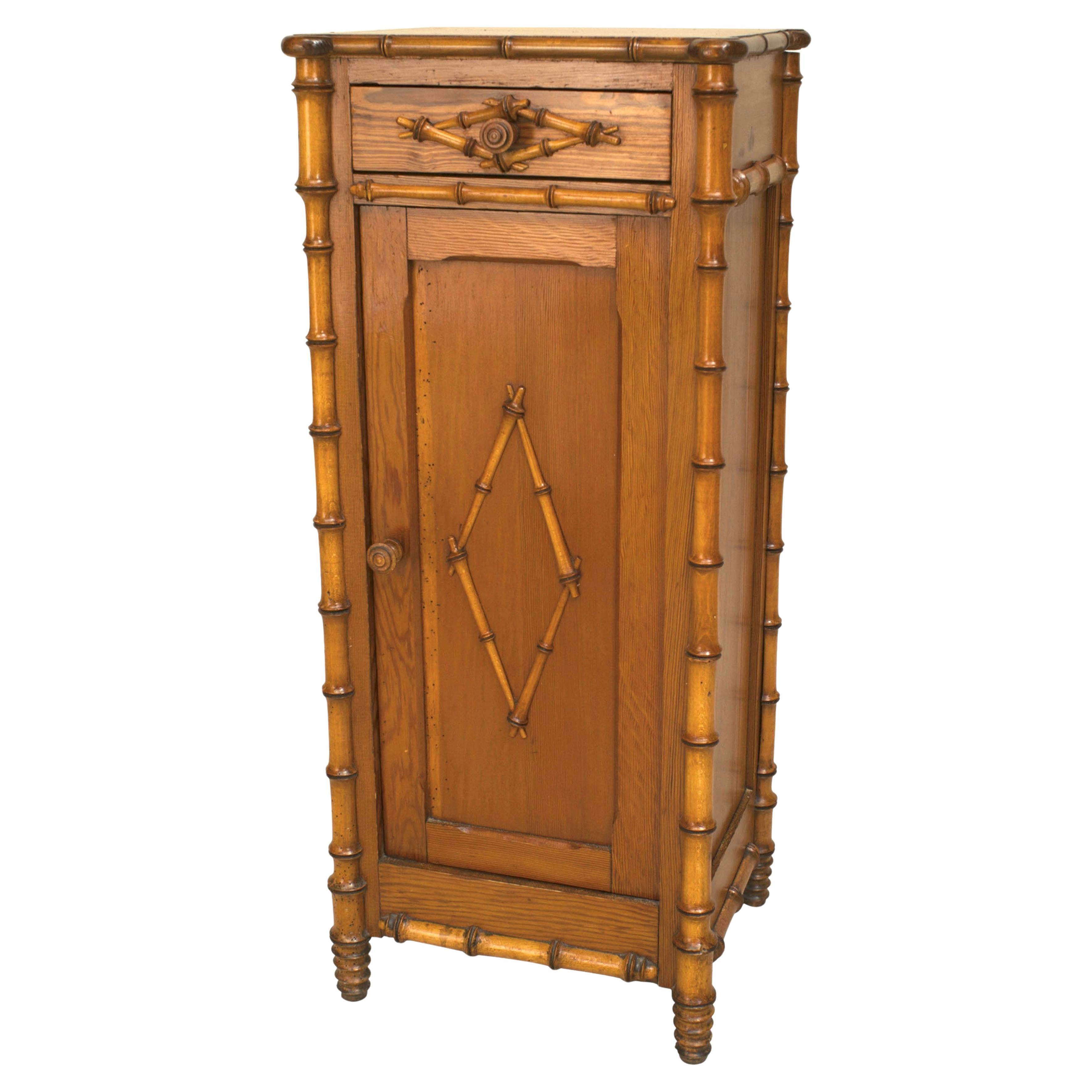 French Faux Bamboo and Pine Commode, Hand-Crafted, Circa 1850 For Sale