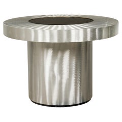Contemporary American Stainless Steel and Black Glass Infinity Table