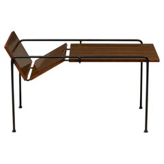 Allan Gould Mid-Century American Wood and Black Metal Magazine Coffee Table