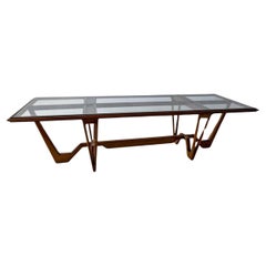 Italienischer moderner Couchtisch aus Holz und Glas
