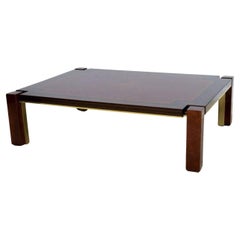 Italian Modern Ebony De Macassar, Walnut, Mahogany and Brass Low Table