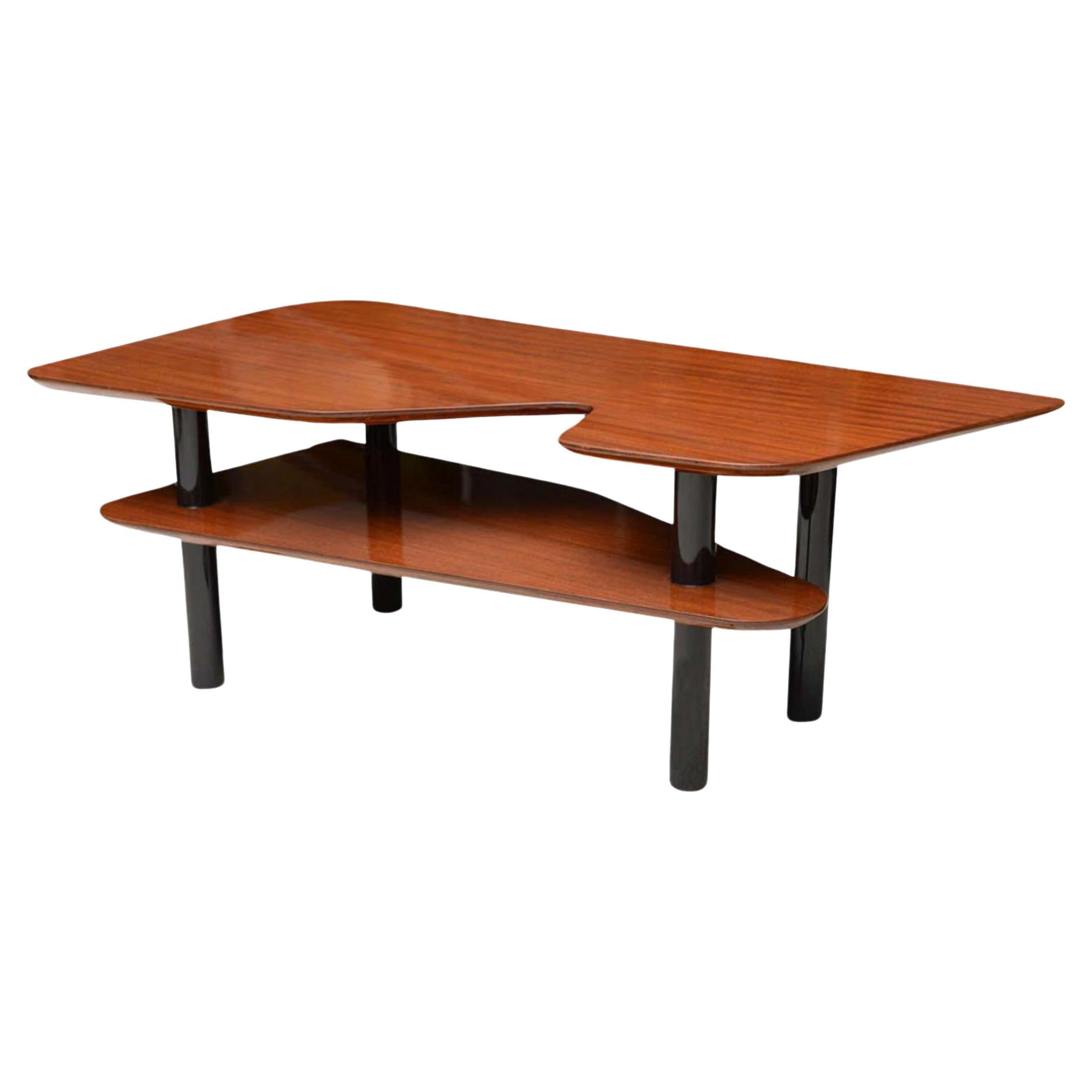 Table basse italienne moderne en acajou et ébène, style Gio Ponti