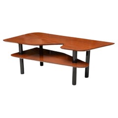 Mesa baja moderna italiana de caoba y ebonizada, estilo de Gio Ponti