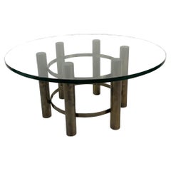 Table basse ronde avec base en bronze