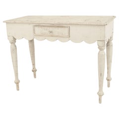Hand-Painted American Country Console Table, Antique White, Circa 1850