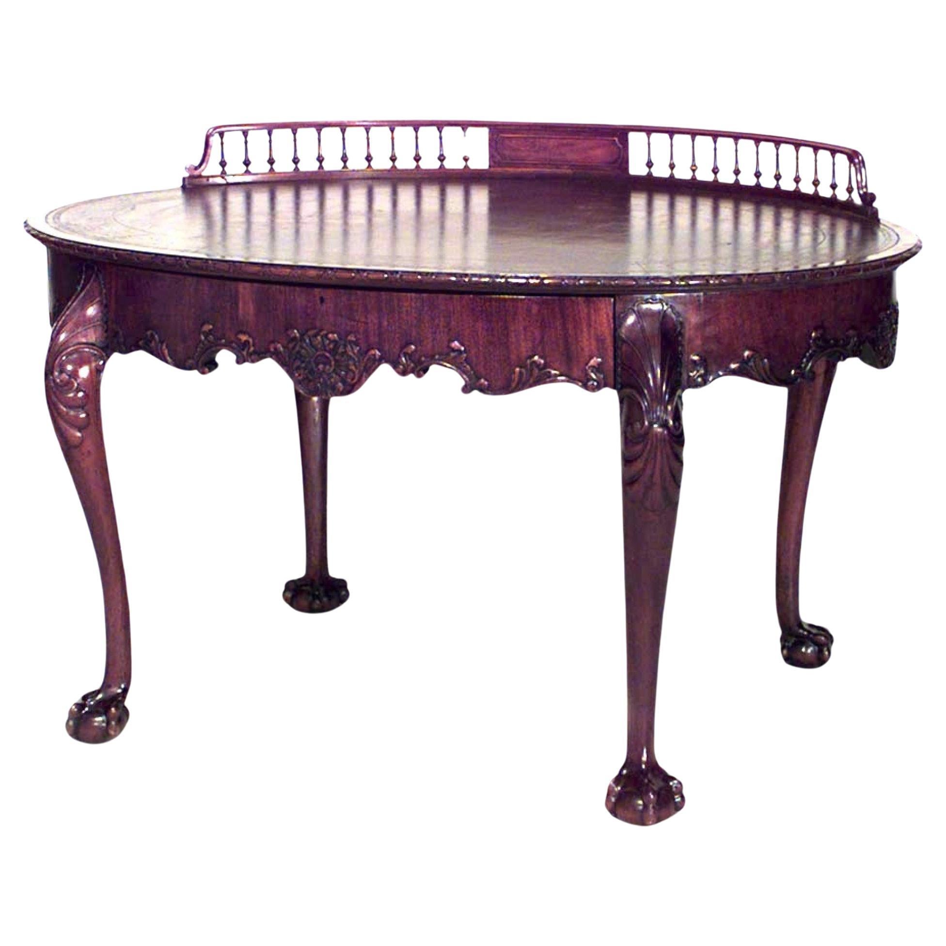 English Chippendale Style Oval Mahogany Desk
