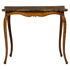 Antique Dutch Elm Inlaid Brass Bound Console Table