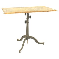 American Victorian Wooden Drafting Table with Iron Base