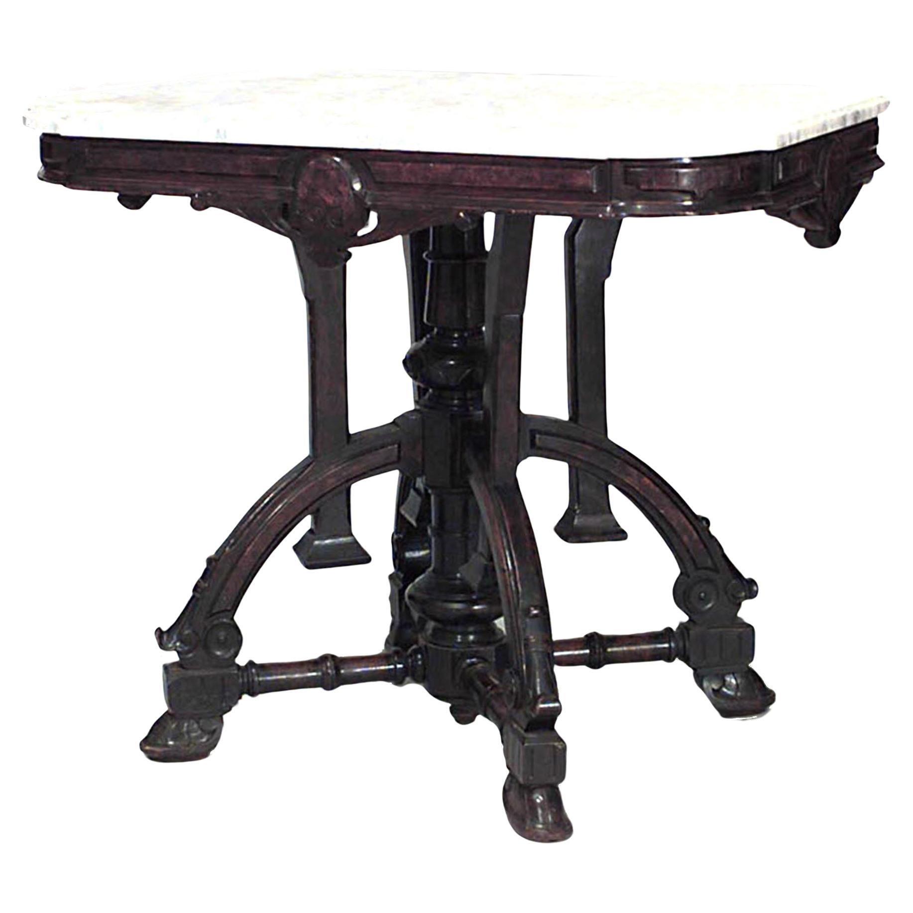 Victorian Eastlake Walnut End Table with Marble Top, Circa 1890 For Sale