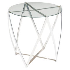 John Vesey Mid-Century Brushed Aluminum Spool End Table, 1950s