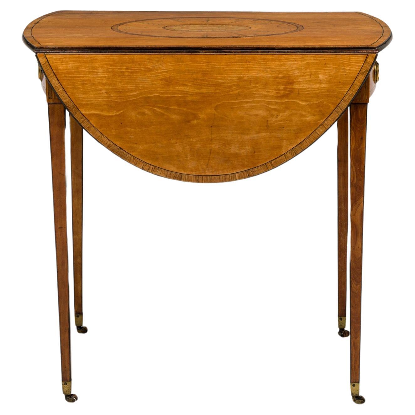 Table Pembroke ovale en marqueterie de George III à abattant