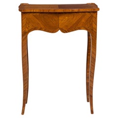 French Louis XV Tulipwood Side Table, Scalloped Frieze, Circa 1750