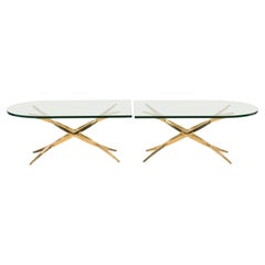 Ein Paar Contemporary American Bronze & Glass Sectional Cocktail Tables