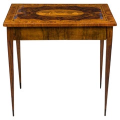 Antique Continental Biedermeier Inlaid Burl Veneer Side Table