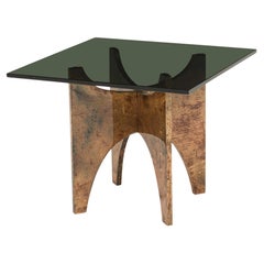 Aldo Tura Mid-Century Occasional Table with Parchment Base & Glass Top