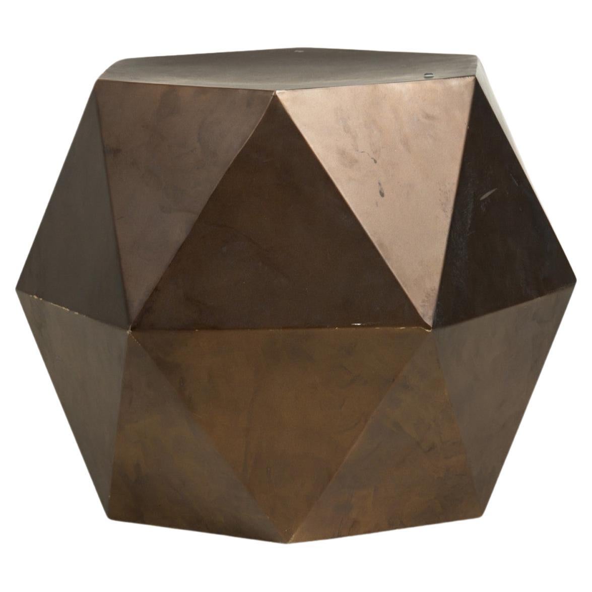Contemporary Gray Ceramic Side Table with Faceted Geometric Design For Sale
