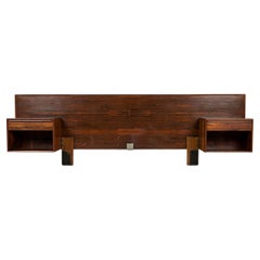 Poul Cadovius Danish Rosewood Headboard with Auxiliary Matching Side Tables