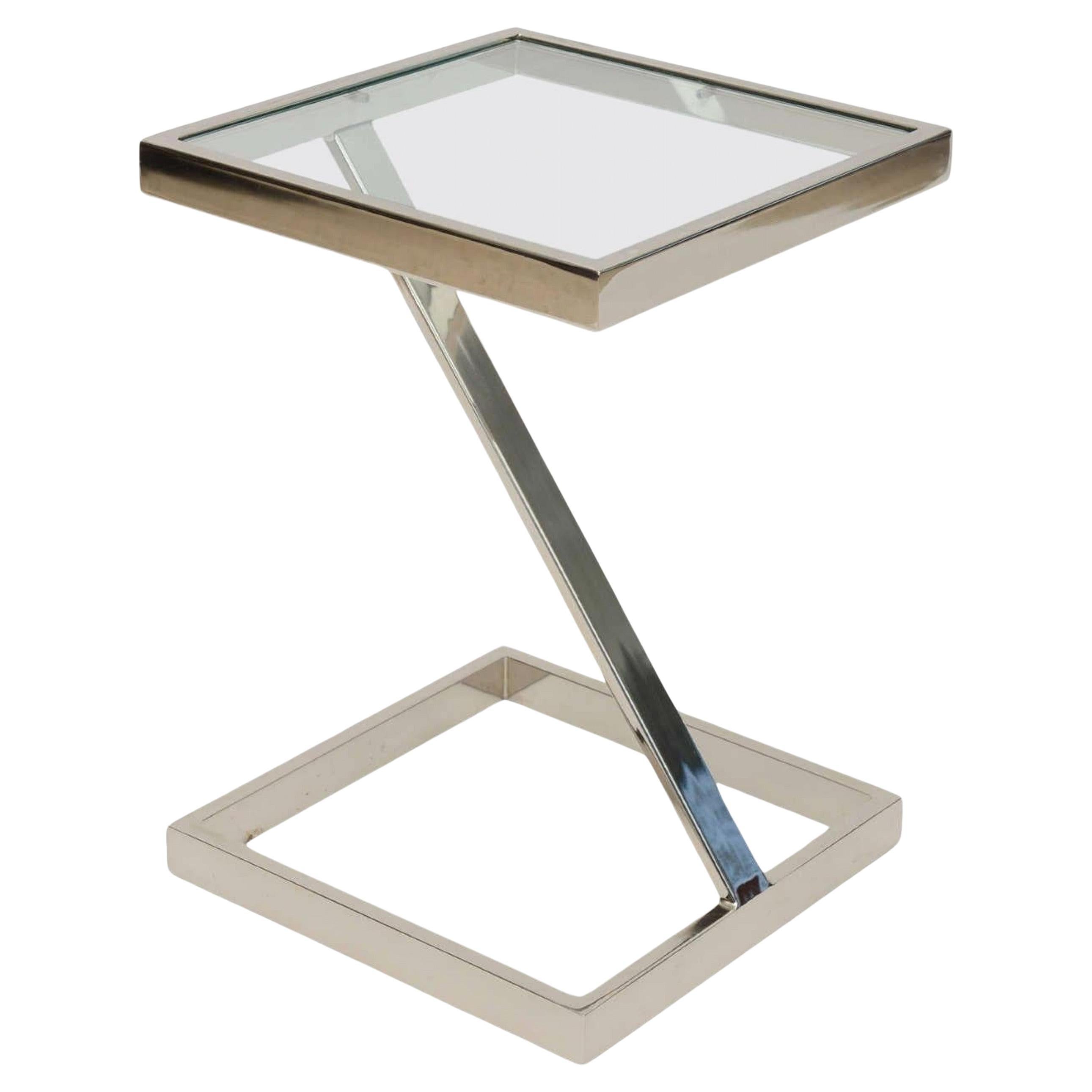 American Modern Chrome and Glass Side Table, Pace Collection