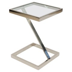 Table d'appoint moderne américaine en chrome et verre, collection Pace