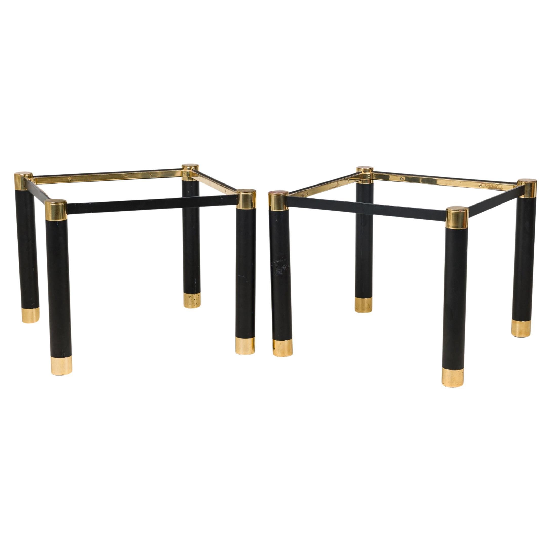 Mid-Century Side Tables by Karl Springer, Ebonized Metal Frames, 1970s For Sale