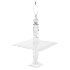 Lampada da tavolo americana in lucite con piano quadrato di Karl Springer, anni '50