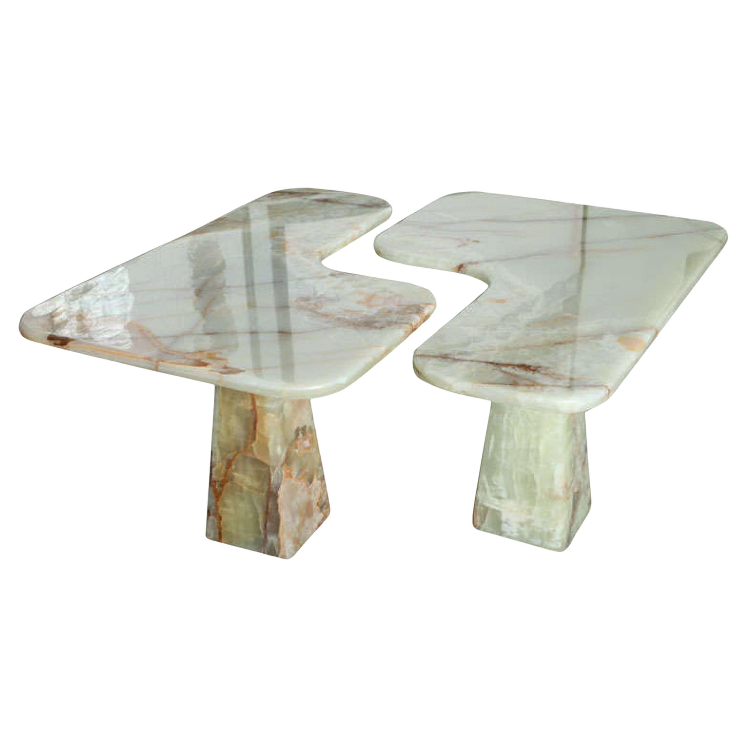 Italian Modern Onyx Center Table/Pair of Corner Consoles, attributed to Borsani