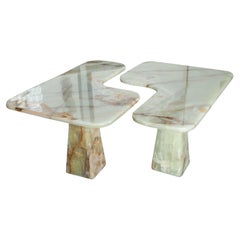 Moderner italienischer moderner Onyx-Mitteltisch/Paar Eck-Konsolen, Borsani zugeschrieben Borsani