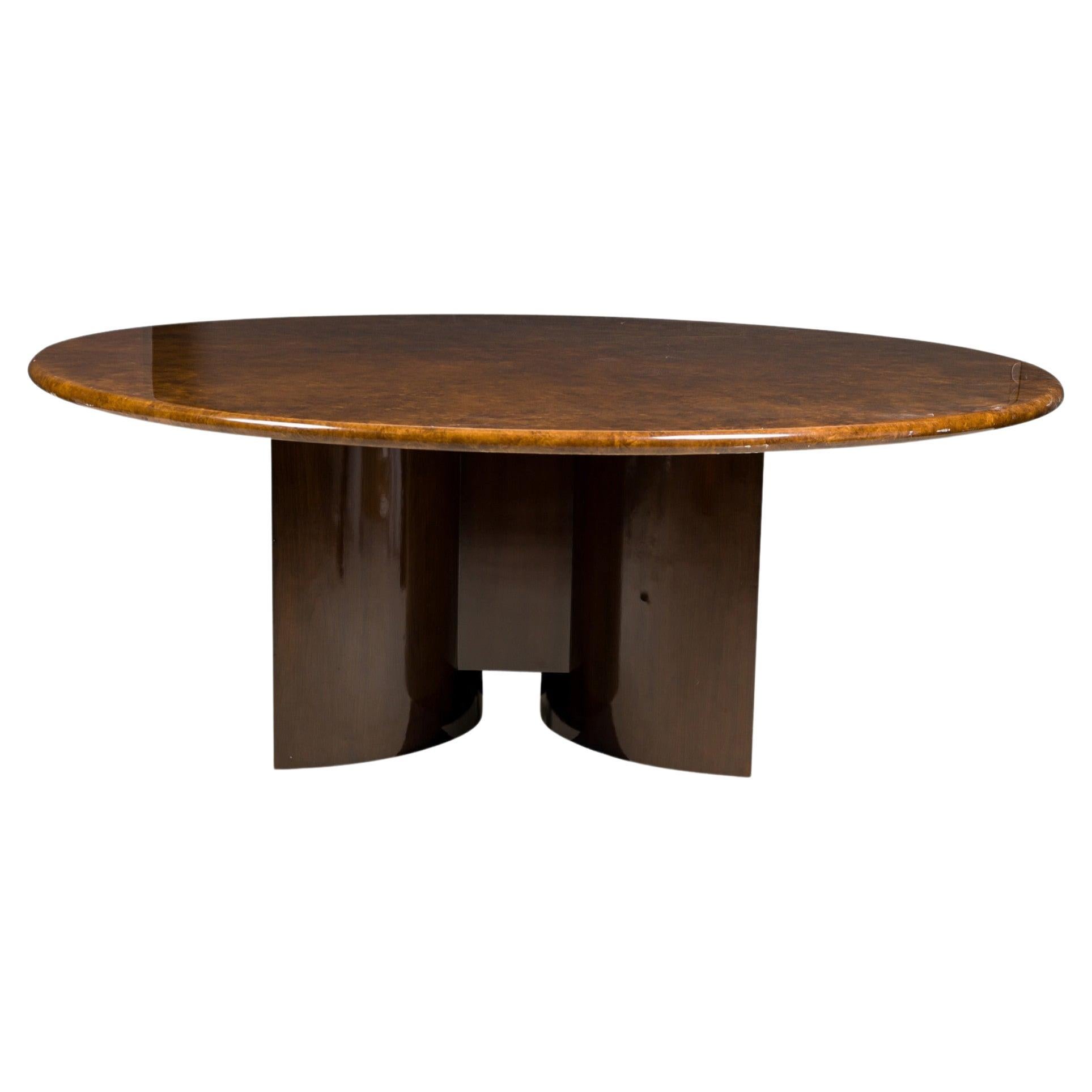 Italienischer moderner Monumentaler Ess-/Mitteltisch aus Ziegenleder und dunklem Nussbaumholz von Aldo Tura