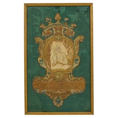 Italian Renaissance Embroidered Tapestry, Gold Framed, 20th Century