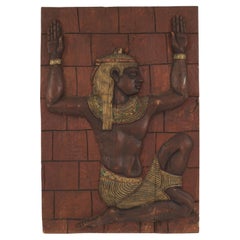 Hand-Crafted 20th Century Egyptian Revival Polychromed Wall Plaque