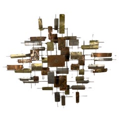 Scultura da parete astratta moderna americana in rame e ottone, Curtis Jere