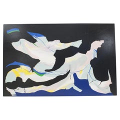 Pintura acrílica de un samurái sobre lienzo, estilo moderno, siglo XX, firmada