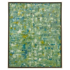 Ricardo Rumi Amerikanisches gerahmtes abstraktes Ölgemälde mit dem Titel „Green Abstract“