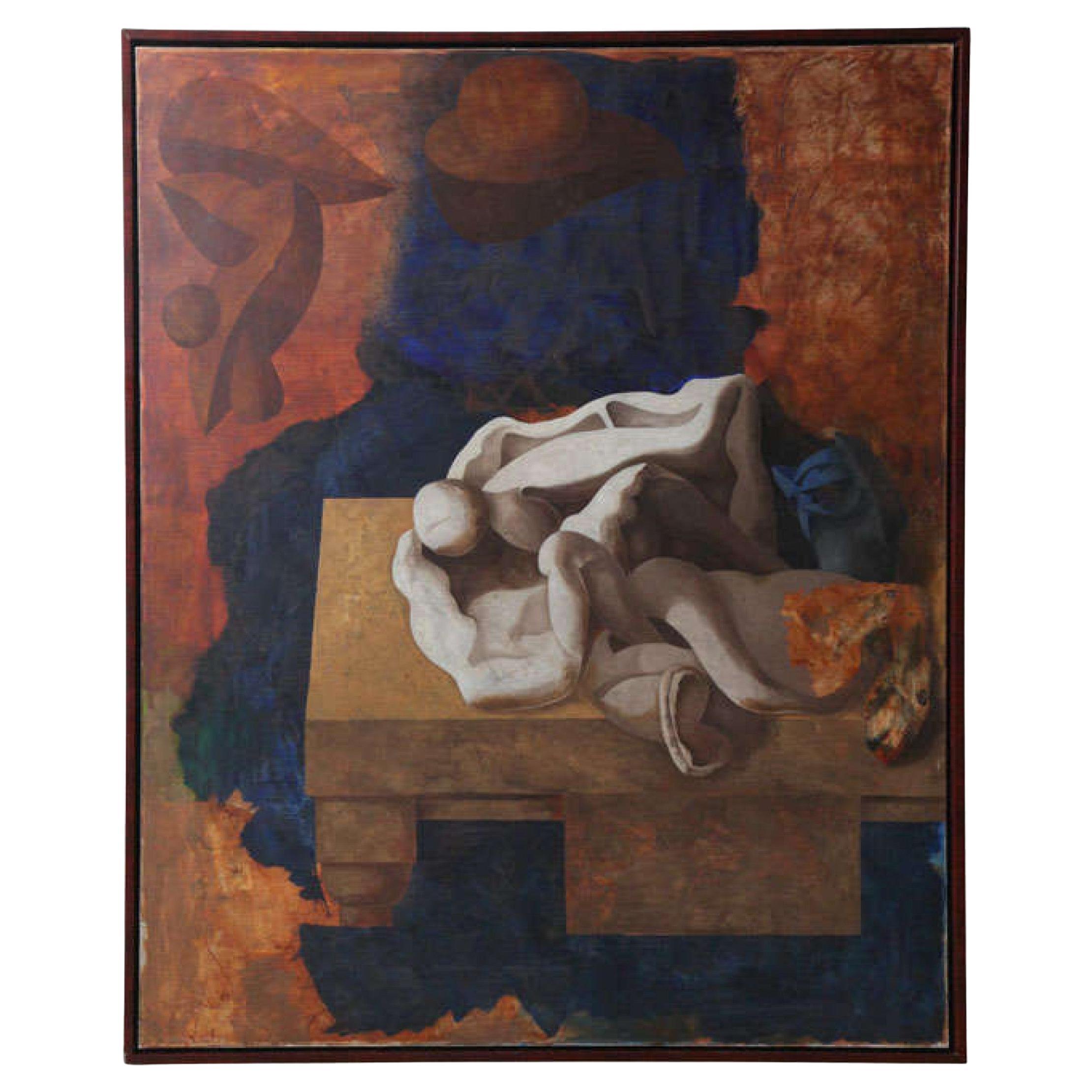 Huile sur toile espagnole du milieu du siècle dernier, peinture abstraite de Jorge Castillo, sans titre
