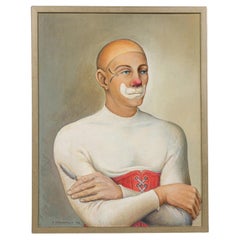 Agnello Clown Painting, Mid-Century Modern, Hand-Crafted, 20th Century