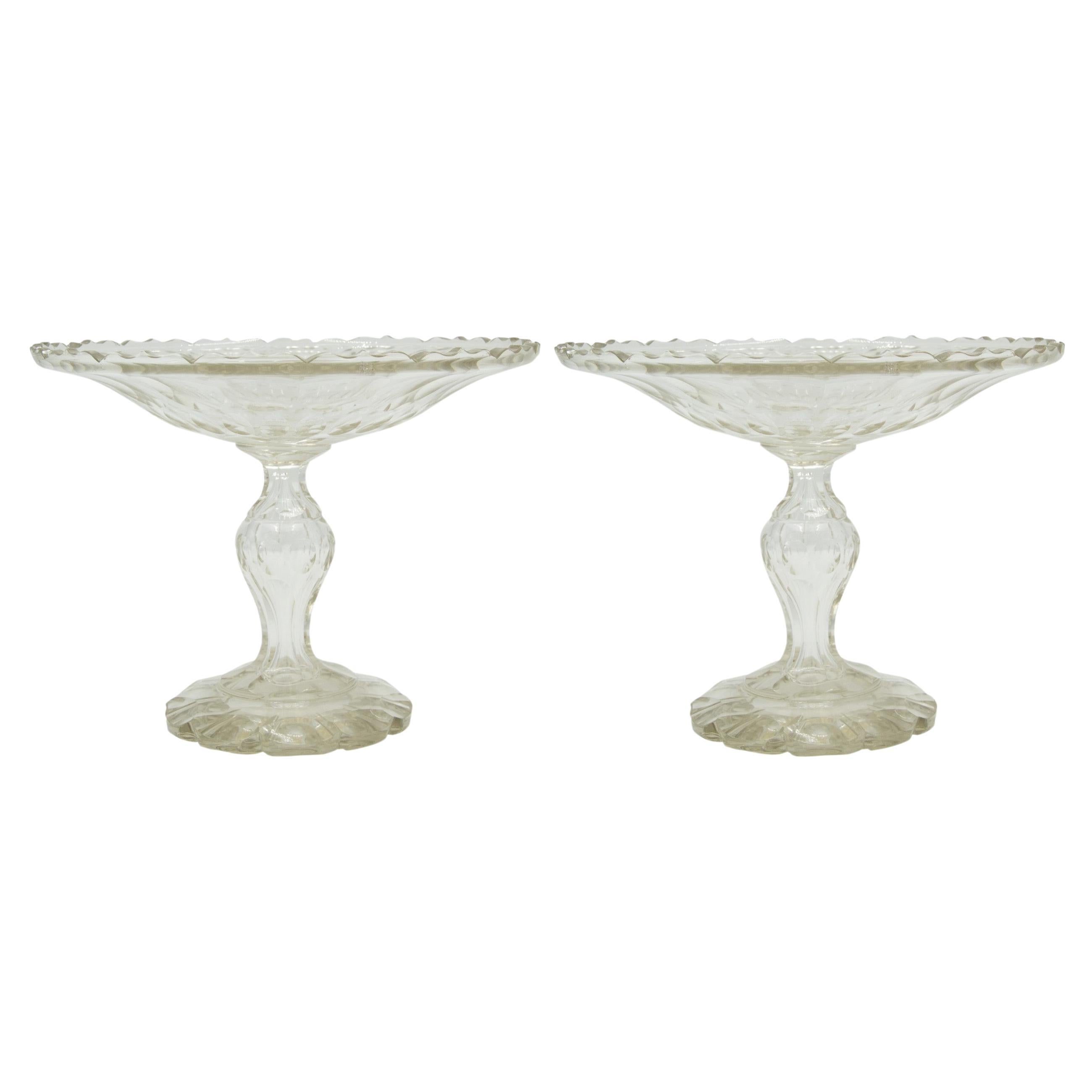 Paire de compotes anglaises victoriennes en cristal